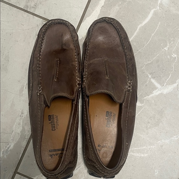 Clarks Dark Brown Leather Men's Slip-Ons - Picture 1 of 4